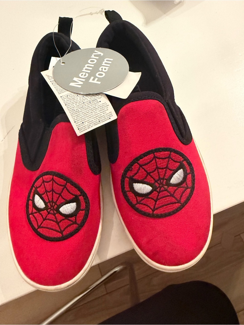 GAP Kids Red and Black Slip-On Sneakers with Spider Emblem